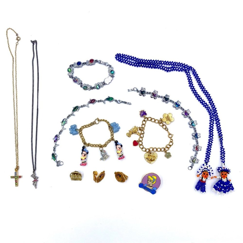 Vintage 90s Jewelry Lot AVON DISNEY Minnie Mouse Cinderella Dolphin Koala Bear